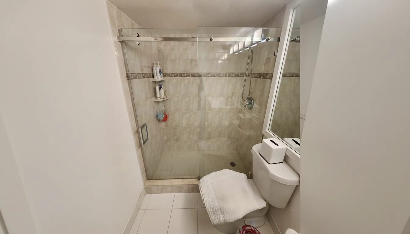 Sliding Glass Shower Door installation example by OMEGA Doors & Windows